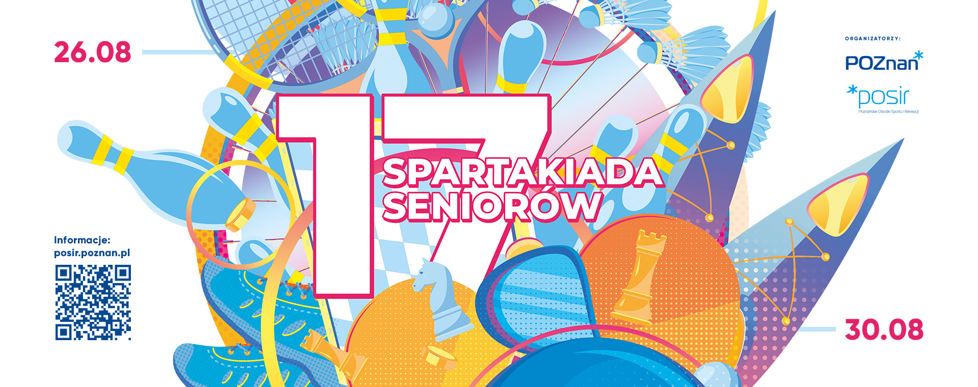 Logotyp XVII edycji Spartakiady Seniorów i data wydarzenia 26.08-30.08