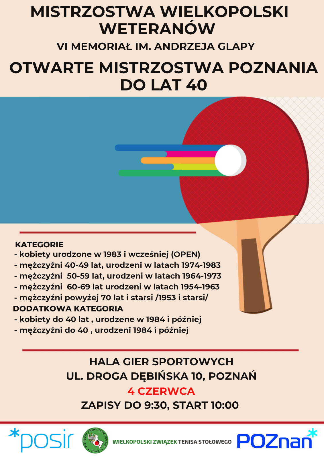 Plakat z informacjami o turnieju