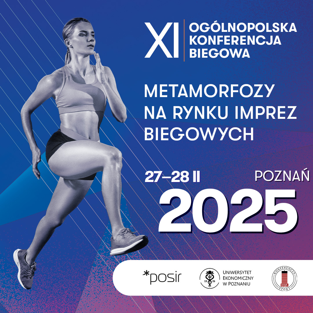 Grafika przedstawiająca biegaczkę zawierająca logotypy organizatorów oraz datę i temat przewodni konferencjijpg