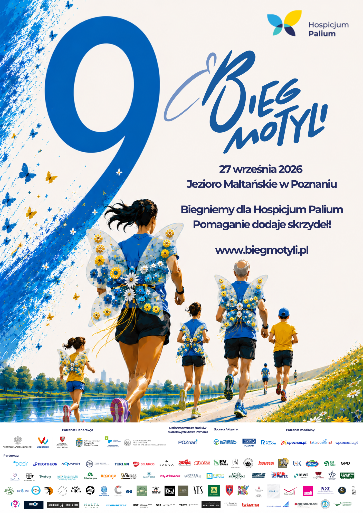 Plakat Bieg Motyli 2026 z logotypami