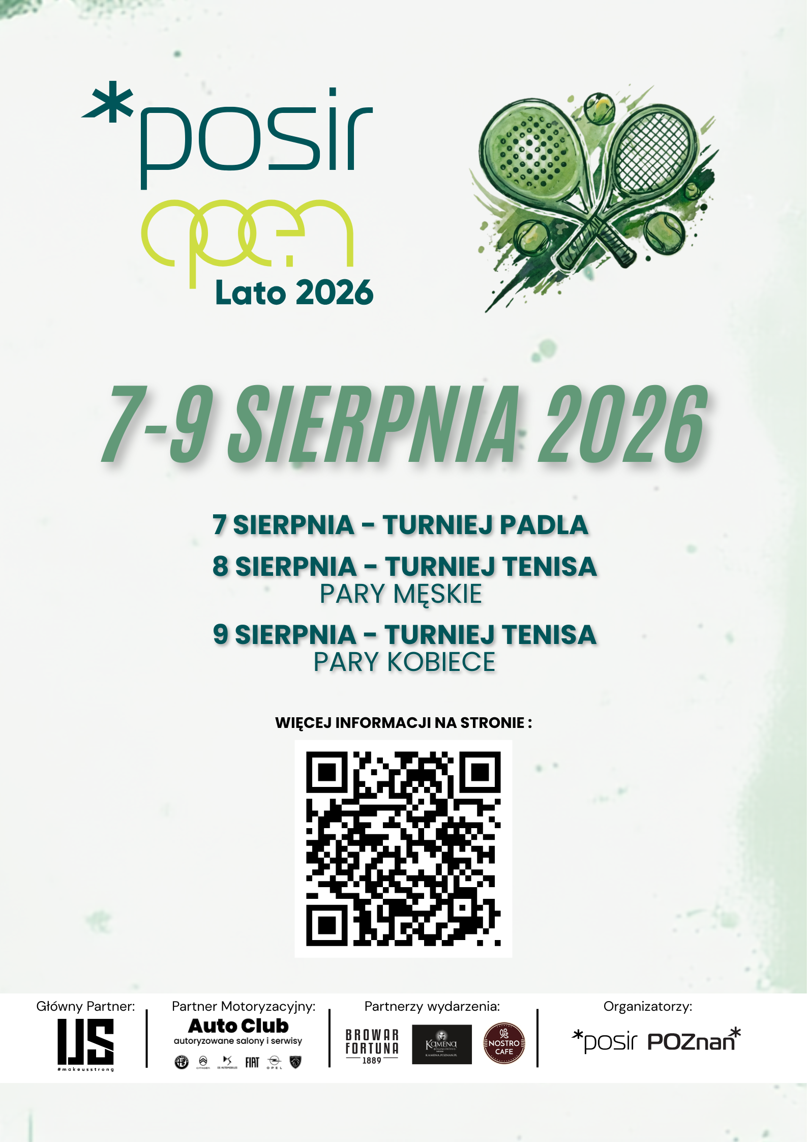 Plakat promujący turniej tenisa i padla POSiR Open